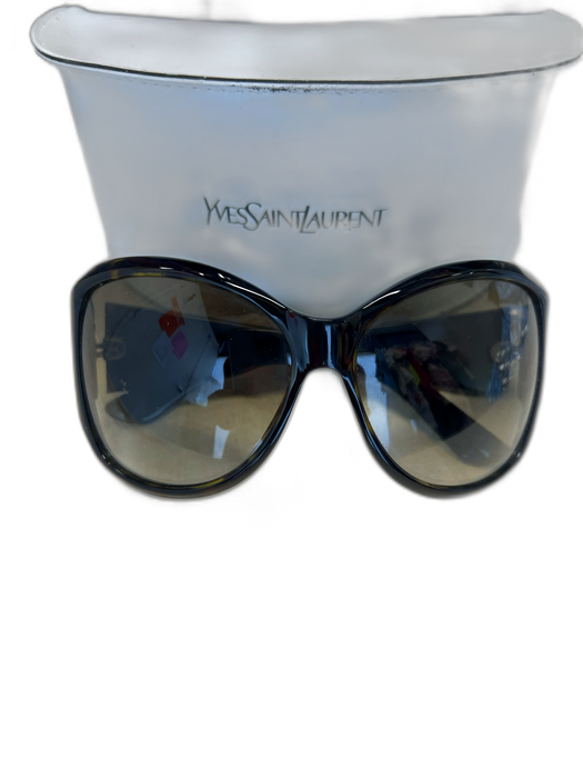 Yves Saint Laurent Tortoiseshell Acetate Large Wrap Wide Arms Sunglasses Tortoiseshell