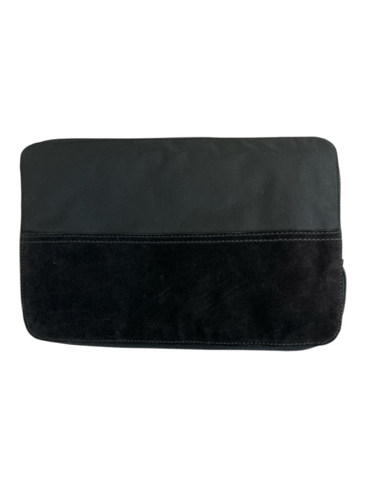 Prada Sport Black Leather & Nylon Suede Detail Zip Close Double Layered Bag Black