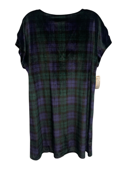 Vineyard vines Size L Blue, Green & Black Polyester Velvet Short Sleeve Dress Blue, Green & Black / L
