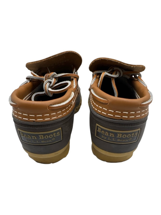 L.L.Bean Shoe Size 7 Brown, Beige & Tan Leather & Rubber Lace Up Duck Moccasins Brown, Beige & Tan / 7