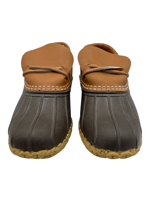 L.L.Bean Shoe Size 7 Brown, Beige & Tan Leather & Rubber Lace Up Duck Moccasins Brown, Beige & Tan / 7