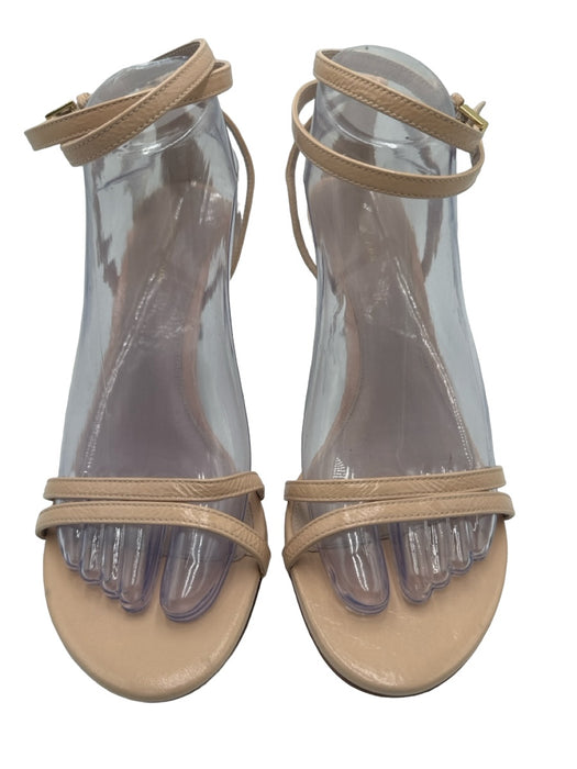 Stuart Weitzman Shoe Size 8.5 Beige Leather open toe Ankle Strap Midi Pumps Beige / 8.5