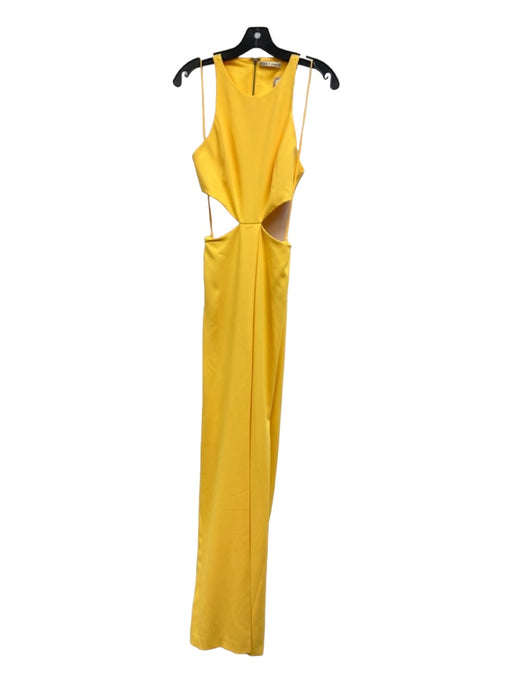 Alice + Olivia Size 4 Yellow Polyester Cut Outs Back Zip Sleeveless Jumpsuit Yellow / 4