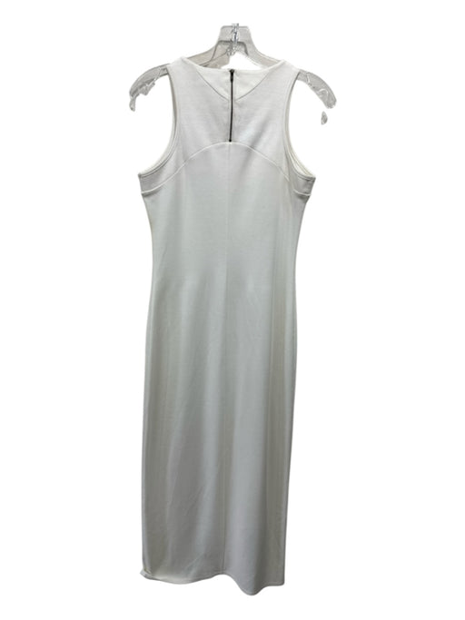 MAAC London Size Small White Cotton Blend Sleeveless Cutout Ribbed Trim Dress White / Small