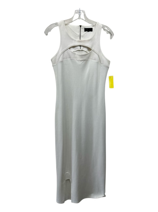 MAAC London Size Small White Cotton Blend Sleeveless Cutout Ribbed Trim Dress White / Small