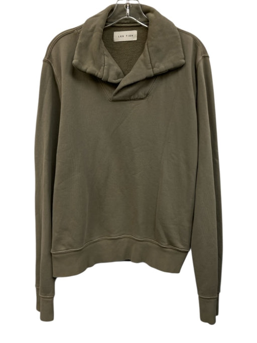 Les Tien Size M Green Cotton Blend Solid Sweatshirt Men's Long Sleeve Shirt Green / M