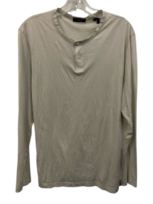 Theory Size M White Cotton Solid Henley Men's Long Sleeve Shirt White / M