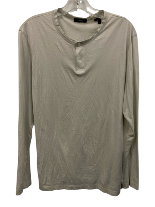Theory Size M White Cotton Solid Henley Men's Long Sleeve Shirt White / M