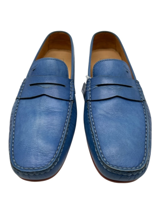 Santoni Shoe Size 11 Blue Leather Solid Dress Men's Shoes 11