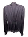 Etro Size 44 Navy Blue Silk Long Sleeve Velvet Detail Ruffles Blouse Top Navy Blue / 44