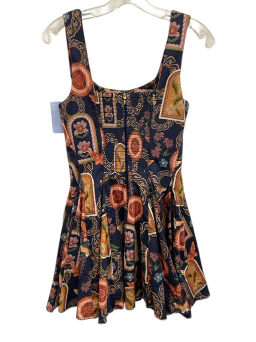 Agua Bendita Size M Red, Navy & Multi Print Cotton Sleeveless Fit & Flare Dress Red, Navy & Multi Print / M