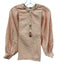 S'edge Size XS Rose Pink Cotton Long Balloon Sleeve Button Detail Satin Trim Top Rose Pink / XS