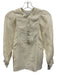 S'edge Size XS Creme Cotton Long Balloon Sleeve Button Detail Satin Trim Top Creme / XS