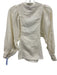 S'edge Size S Creme Cotton Long Balloon Sleeve Button Detail Satin Trim Top Creme / S