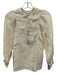 S'edge Size S Creme Cotton Long Balloon Sleeve Button Detail Satin Trim Top Creme / S