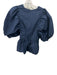 Hunter Bell Size S Navy Cotton V Neck Peplum Puff Short Sleeve Back Zip Top Navy / S