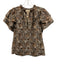 Ulla Johnson Size 2 White & Brown Cotton Floral Paisley Ruffle Short Sleeve Top White & Brown / 2