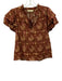 Ulla Johnson Size 2 Red & Beige Cotton Floral Paisley Ruffle Short Sleeve Top Red & Beige / 2