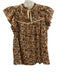 Ulla Johnson Size 2 Beige, Blue & Orange Cotton Abstract Floral Tie Back Top Beige, Blue & Orange / 2