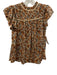 Ulla Johnson Size 2 Beige, Blue & Orange Cotton Abstract Floral Tie Back Top Beige, Blue & Orange / 2
