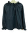 Ann Mashburn Size XS Navy Blue Cotton Long Balloon Sleeve Gathered Top Navy Blue / XS
