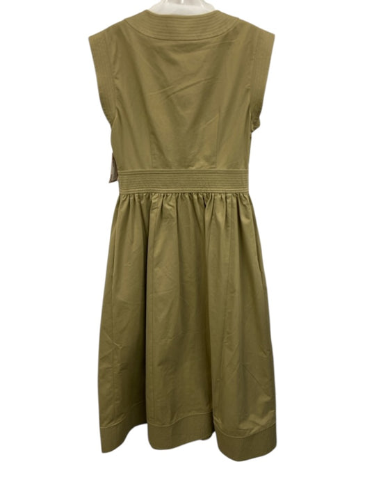 Hunter Bell Size 0 Khaki Green Cotton Cap Sleeve Zip Front V Neck Gathered Dress Khaki Green / 0
