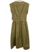 Hunter Bell Size 0 Khaki Green Cotton Cap Sleeve Zip Front V Neck Gathered Dress Khaki Green / 0