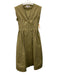 Hunter Bell Size 0 Khaki Green Cotton Cap Sleeve Zip Front V Neck Gathered Dress Khaki Green / 0