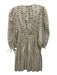 Hunter Bell Size XS Cream White, Blue & Brown Cotton Blend Tie V Neck Dress Cream White, Blue & Brown / XS