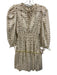 Hunter Bell Size XS Cream White, Blue & Brown Cotton Blend Tie V Neck Dress Cream White, Blue & Brown / XS