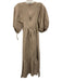 Hunter Bell Size XS Beige Linen Blend 1/2 Puff Sleeve V Neck Gathered Dress Beige / XS