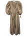 Hunter Bell Size XS Beige Linen Blend 1/2 Puff Sleeve V Neck Gathered Dress Beige / XS