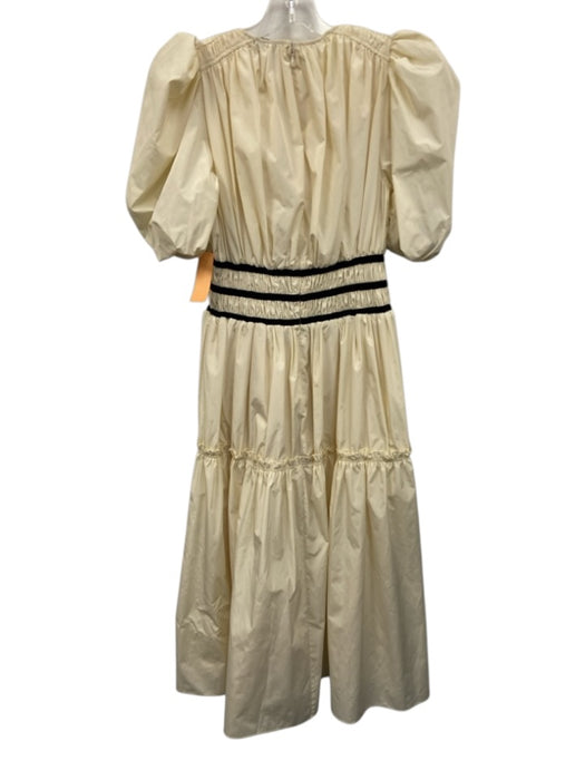 Hunter Bell Size 2 Cream White & Black Polyester Short Puff Sleeve Dress Cream White & Black / 2