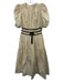 Hunter Bell Size 2 Cream White & Black Polyester Short Puff Sleeve Dress Cream White & Black / 2