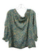 Mirth Size S Teal Green Cotton Elastic neck Abstract Floral Long Sleeve Top Teal Green / S