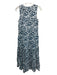Cara Cara Size XS/S Blue & White Cotton Block Printed Flowers Maxi Dress Blue & White / XS/S
