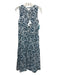 Cara Cara Size XS/S Blue & White Cotton Block Printed Flowers Maxi Dress Blue & White / XS/S