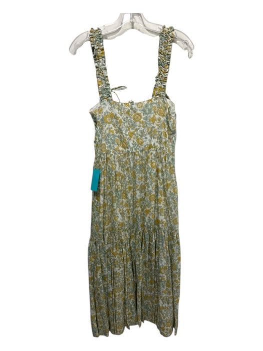 Mirth Size XS Green, Yellow, Cream Cotton Empire Waist Floral Maxi Dress Green, Yellow, Cream / XS