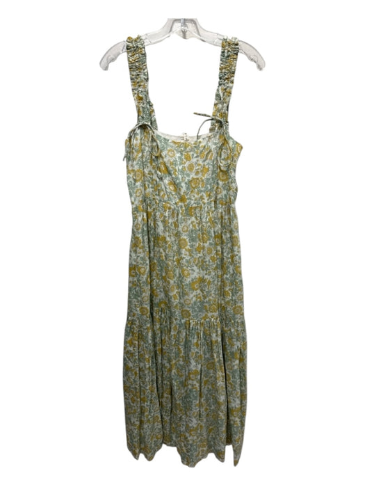 Mirth Size XS Green, Yellow, Cream Cotton Empire Waist Floral Maxi Dress Green, Yellow, Cream / XS