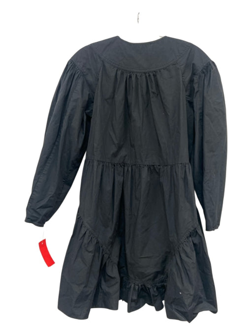 Ulla Johnson Size 2 Black Cotton Quarter Zip Gathered Mini Dress Black / 2