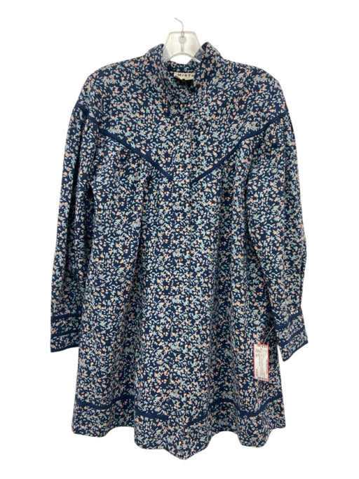 Mirth Size XS Blue & Peach Cotton Speckled Mini Shift Dress Blue & Peach / XS