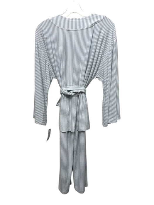 Lake Size S Baby Blue & White Modal Blend Wrap Vertical Stripes Pants Set Baby Blue & White / S