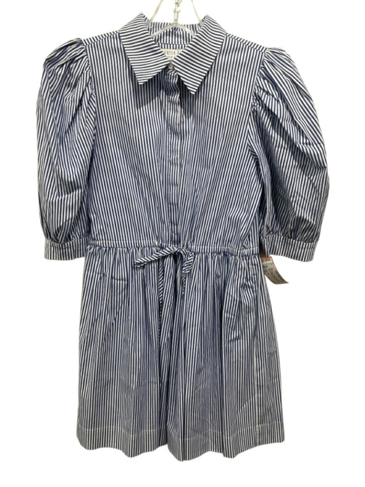 Hunter Bell Size XS Blue & White Cotton Short Balloon Sleeve Striped Mini Dress Blue & White / XS