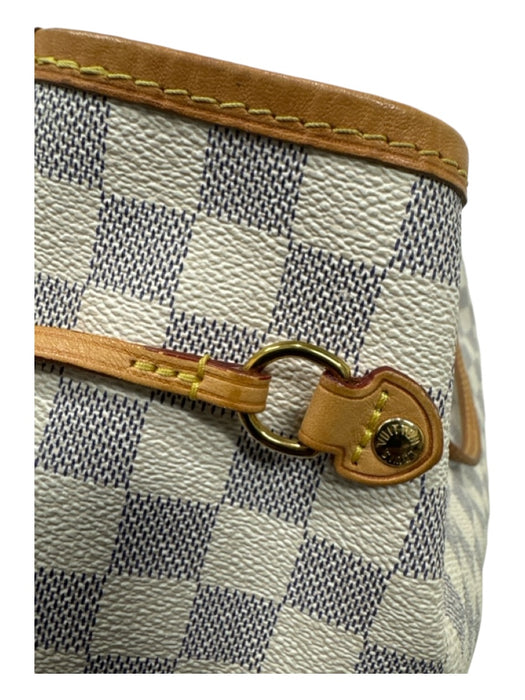 Louis Vuitton Cream & Blue Coated Canvas & Leather Damier Azur Neverfull Bag Cream & Blue / L