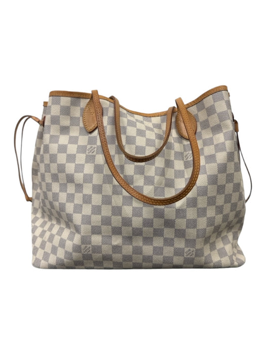 Louis Vuitton Cream & Blue Coated Canvas & Leather Damier Azur Neverfull Bag Cream & Blue / L