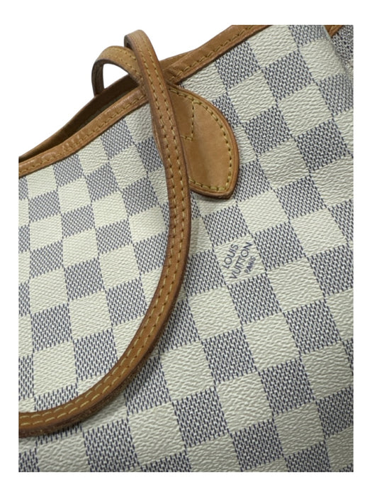 Louis Vuitton Cream & Blue Coated Canvas & Leather Damier Azur Neverfull Bag Cream & Blue / L