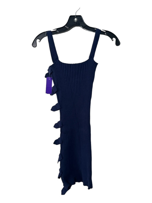 For Love & Lemons Size S Navy Viscose Blend Ribbed Sleeveless Buckle Side Dress Navy / S