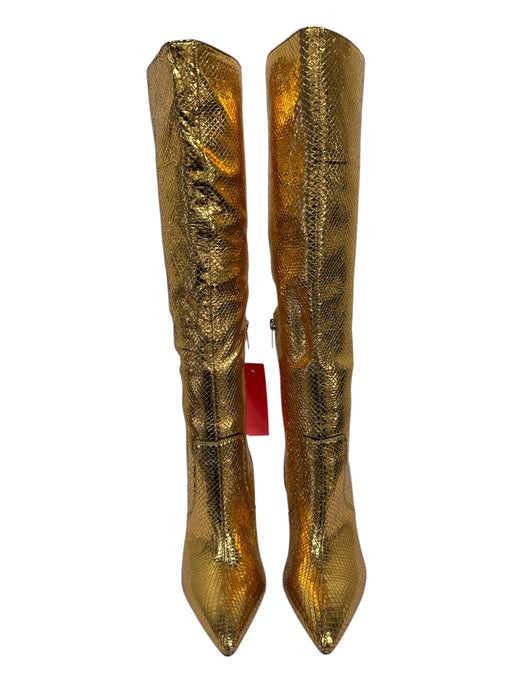 Marc Fisher Shoe Size 7.5 Gold Leather Upper Metallic Foil Snake Embossed Boots Gold / 7.5