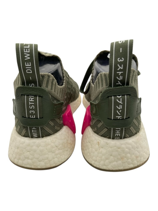 Adidas Shoe Size 7 Green, Pink, White Textile Elastic Ankle Striped Sneakers Green, Pink, White / 7