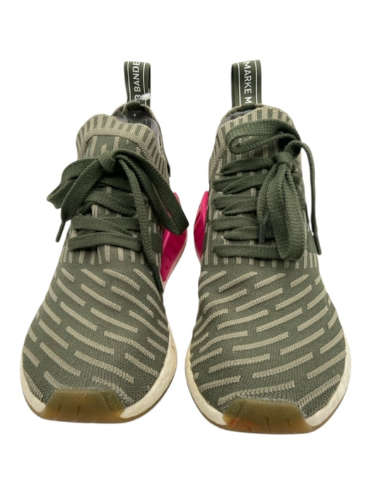 Adidas Shoe Size 7 Green, Pink, White Textile Elastic Ankle Striped Sneakers Green, Pink, White / 7